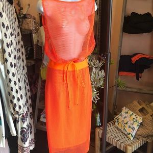 Orange mesh 2 piece.